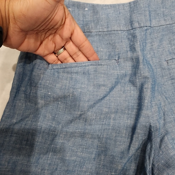LOFT The Riviera Short Blue Linen Blend Shorts Scallop Hem Size 0 - Picture 9 of 9